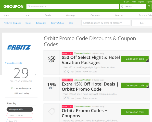 groupon coupons for Orbitz