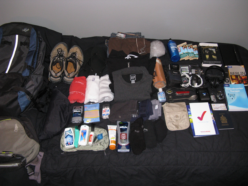 Going backpacking for the 1st time? Check out these Space Saving Tips ... photo by CC user stevecoutts on Flickr